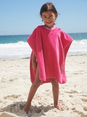 Bright Pink Bear Towelling Poncho - Image 1 of 5