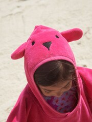 Bright Pink Bear Towelling Poncho - Image 3 of 5