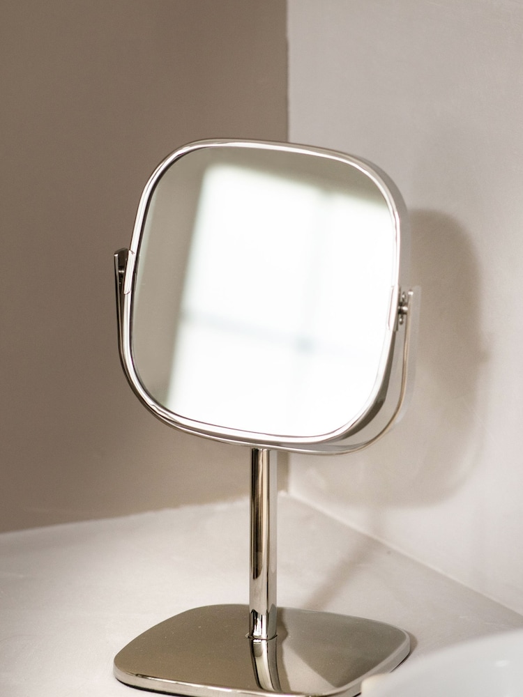 Robert Welch Silver Burford Pedestal Mirror x5 Magnification - Image 1 of 4
