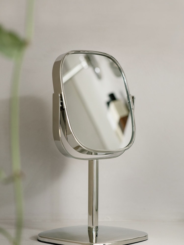 Robert Welch Silver Burford Pedestal Mirror x5 Magnification - Image 2 of 4