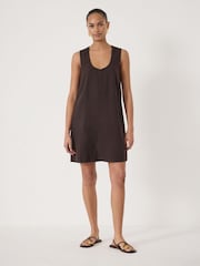 Hush Brown Liddie Linen Blend Mini Dress - Image 1 of 5