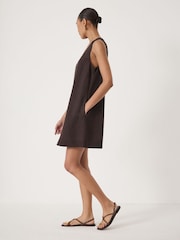 Hush Brown Liddie Linen Blend Mini Dress - Image 4 of 5