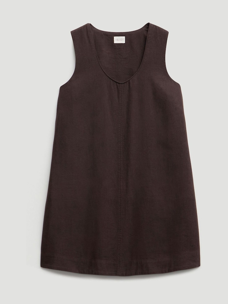 Hush Brown Liddie Linen Blend Mini Dress - Image 5 of 5