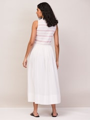 Ro&Zo White Petite Cotton Voile Shirred Bodice Dress - Image 6 of 7