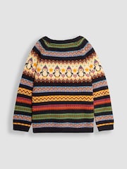 JoJo Maman Bébé Navy Blue Penguin Fairisle Pattern Jumper - Image 2 of 5