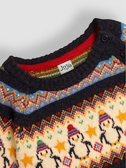 JoJo Maman Bébé Navy Blue Penguin Fairisle Pattern Jumper - Image 3 of 5