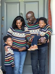 JoJo Maman Bébé Navy Blue Penguin Fairisle Pattern Jumper - Image 4 of 5