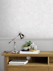 Laura Ashley Sugared Grey Eva Floral Wallpaper Sample - Image 1 of 2