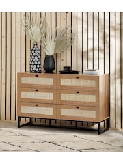 Julian Bowen Brown Padstow Rattan 6 Drawer Chest - Image 1 of 4