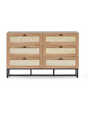 Julian Bowen Brown Padstow Rattan 6 Drawer Chest - Image 2 of 4