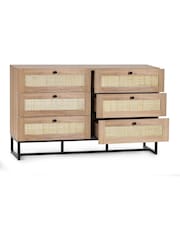 Julian Bowen Brown Padstow Rattan 6 Drawer Chest - Image 3 of 4