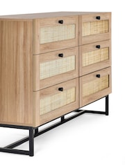 Julian Bowen Brown Padstow Rattan 6 Drawer Chest - Image 4 of 4