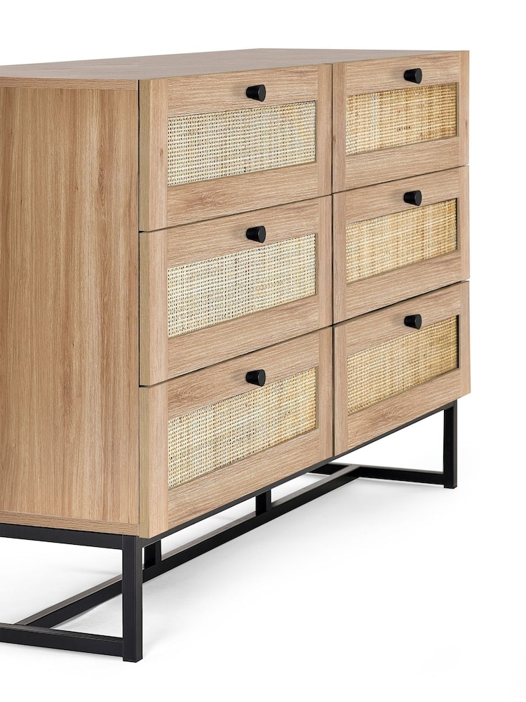 Julian Bowen Brown Padstow Rattan 6 Drawer Chest - Image 4 of 4