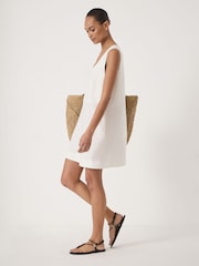 Hush White Liddie Linen Blend Mini Dress - Image 4 of 5