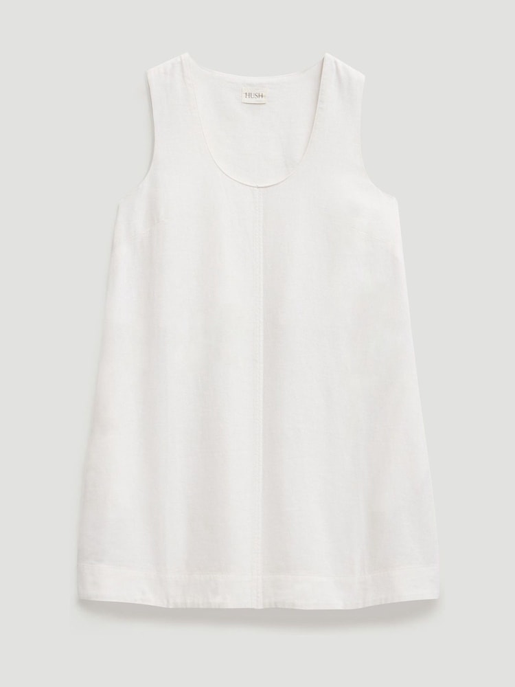 Hush White Liddie Linen Blend Mini Dress - Image 5 of 5 Hush White Liddie Linen Blend Mini Dress - Image 5 of 5