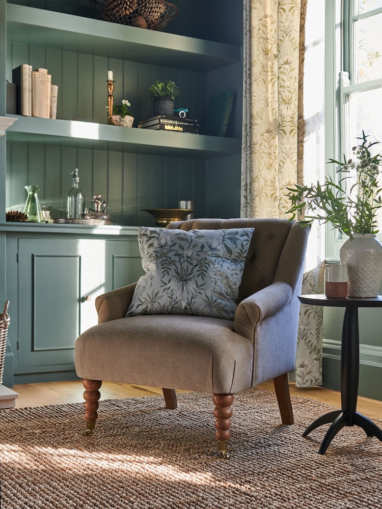Laura Ashley Baron Chenille Hazelnut Ropsley Accent Chair - Image 2 of 8