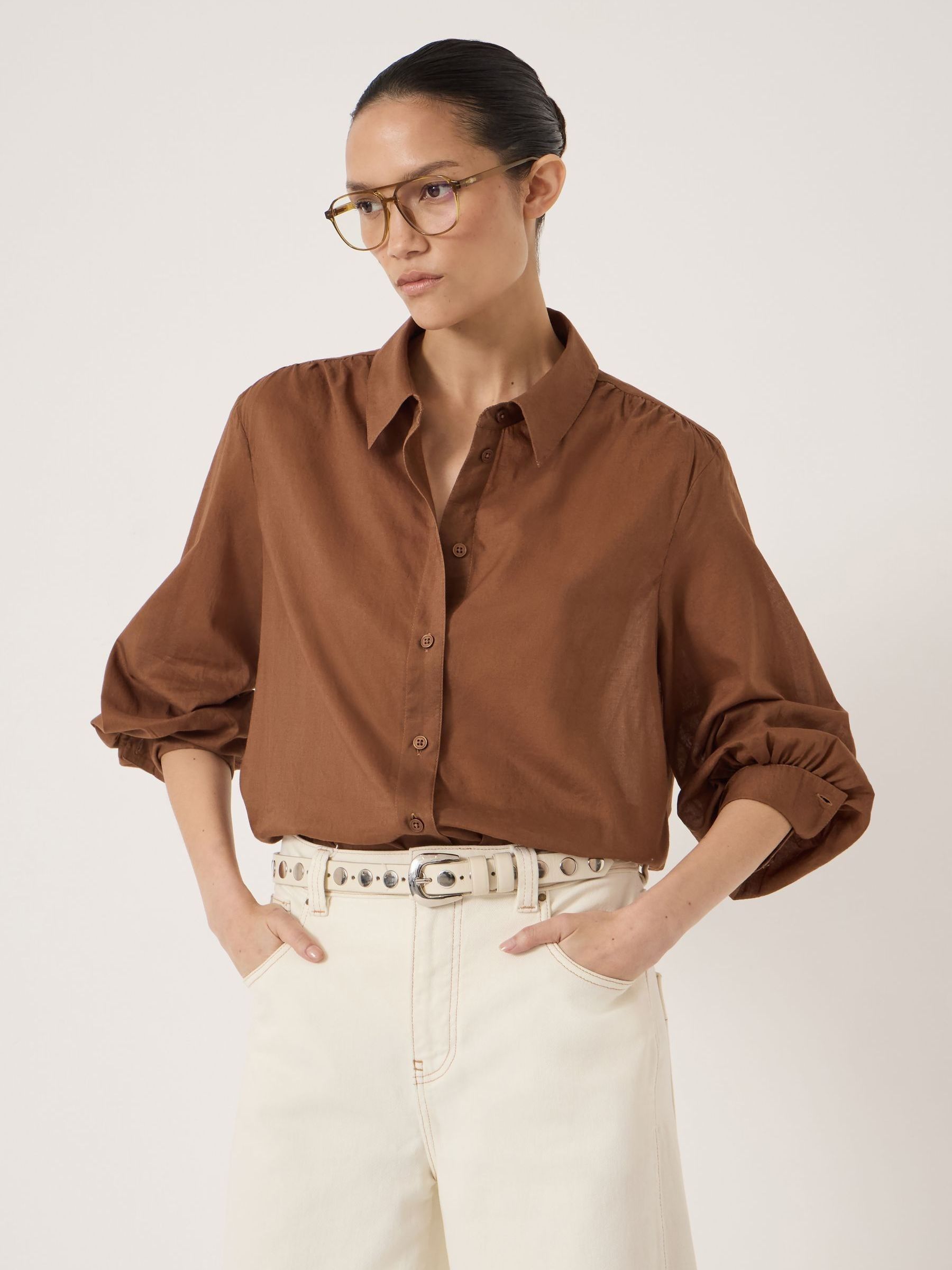 Buy Hush Brown Dakota Cotton Voile Shirt from Next USA