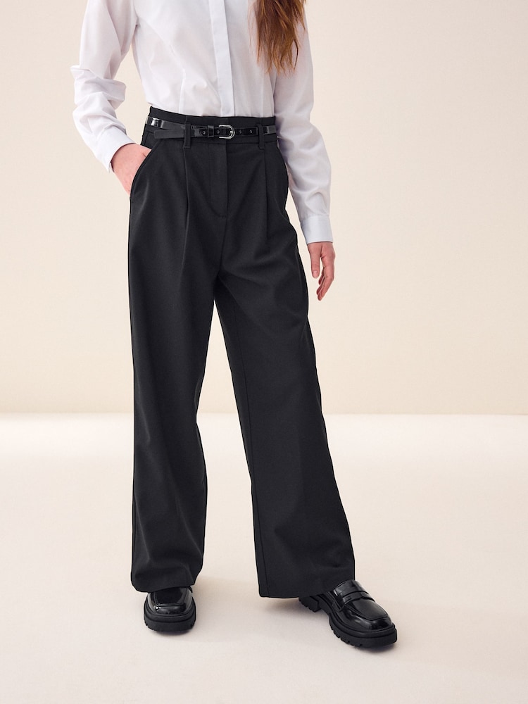 Black Senior Wide Leg Belted School Trousers (9-18yrs) - Image 1 of 6