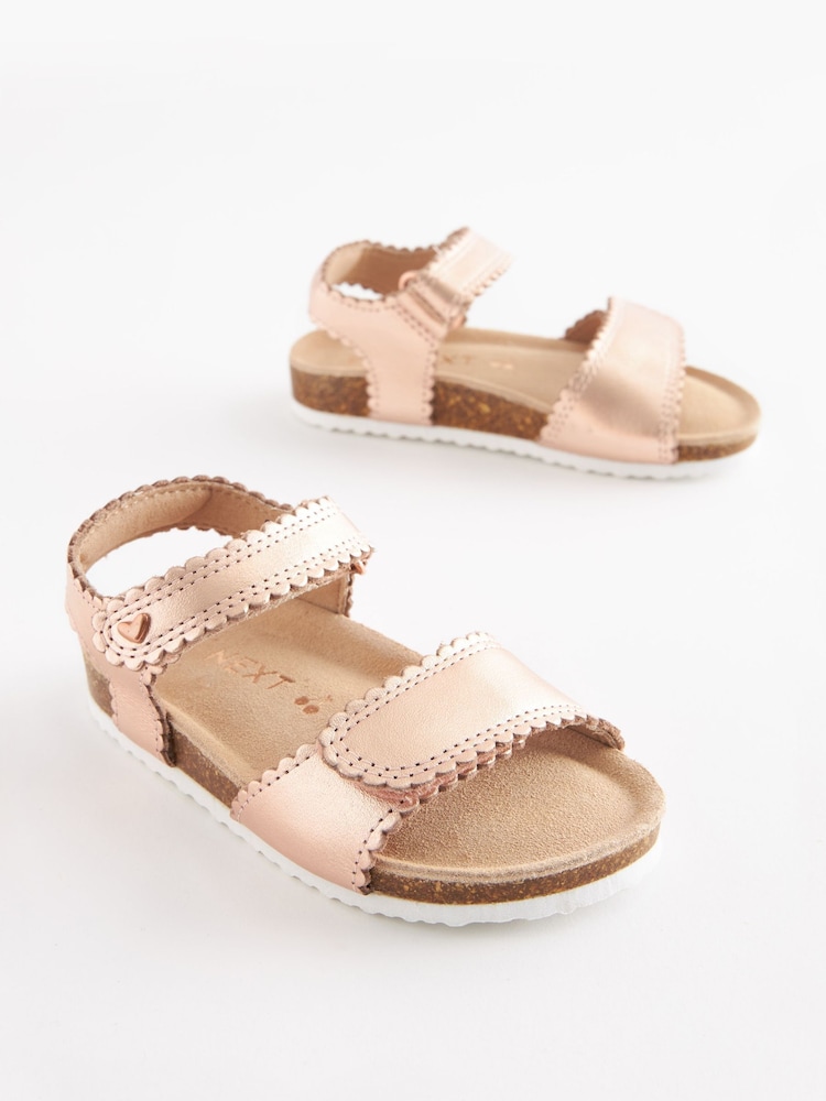 Leder, Roségold - Sandalen mit Fußbett aus Kork - Bild 1 von 5 Leder, Roségold - Sandalen mit Fußbett aus Kork - Bild 1 von 5