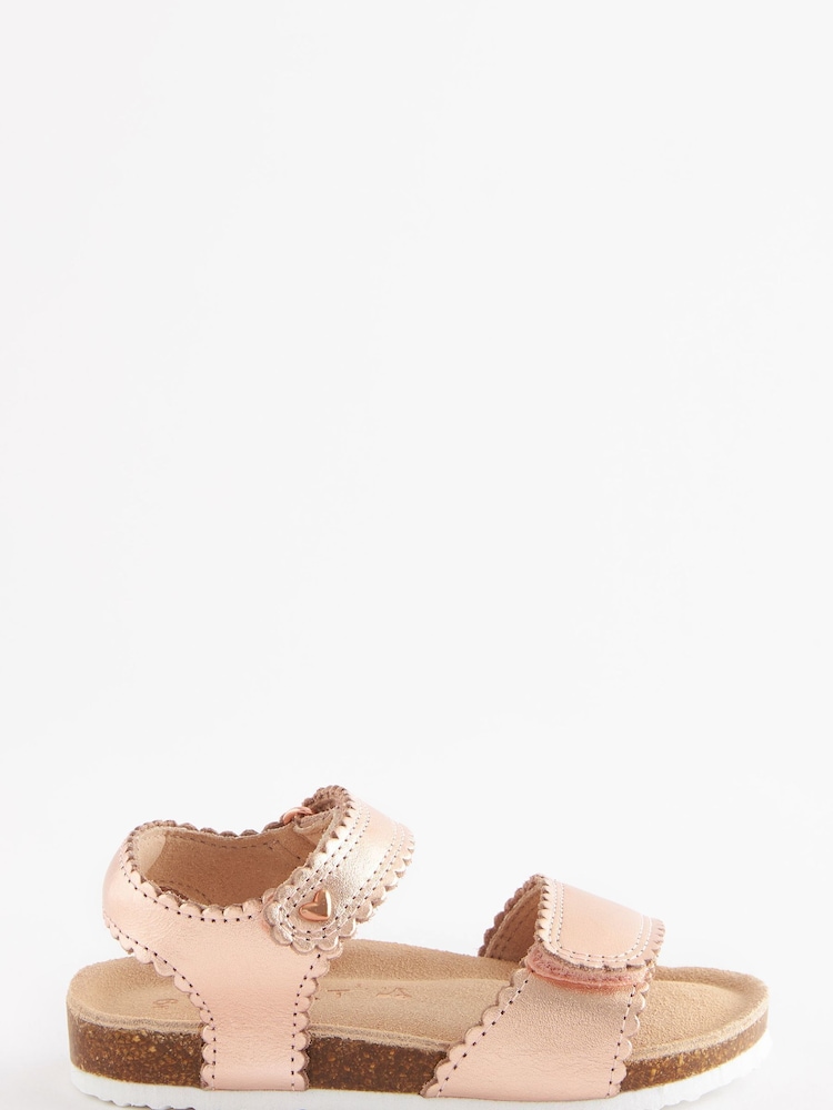 Leder, Roségold - Sandalen mit Fußbett aus Kork - Bild 2 von 5 Leder, Roségold - Sandalen mit Fußbett aus Kork - Bild 2 von 5
