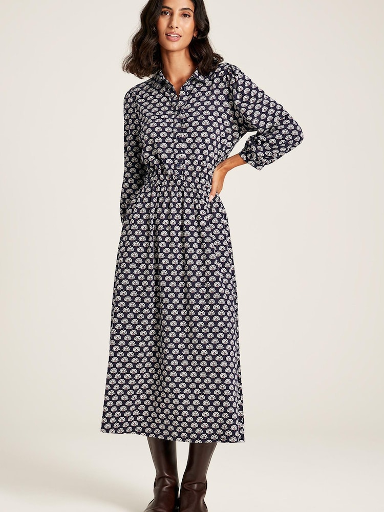 Joules Hazel Blue Jersey Shirt Dress - Image 1 of 6