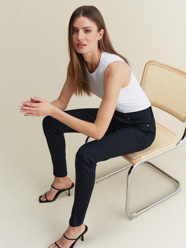 Black Super Stretch Soft Sculpt Pull-On Denim Leggings - Image 2 of 6