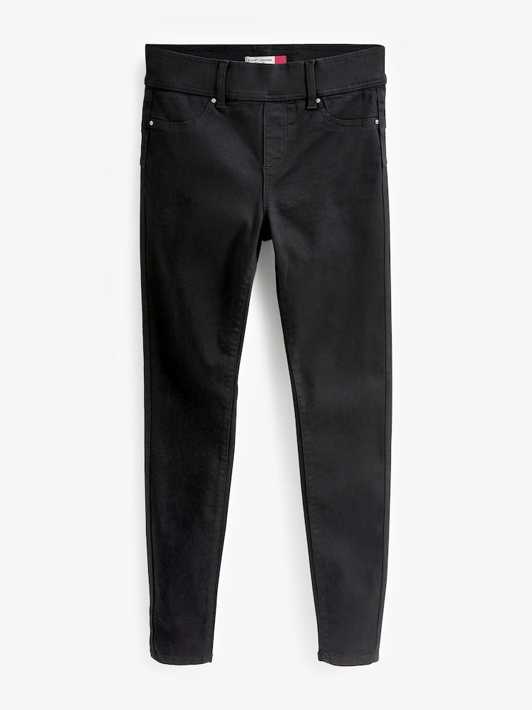 Black Super Stretch Soft Sculpt Pull-On Denim Leggings - Image 6 of 6
