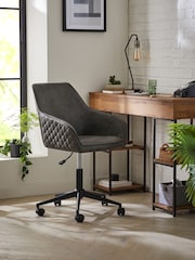 Monza Faux Leather Dark Grey Hamilton Black Leg Quilted Office Chair - Image 1 of 8