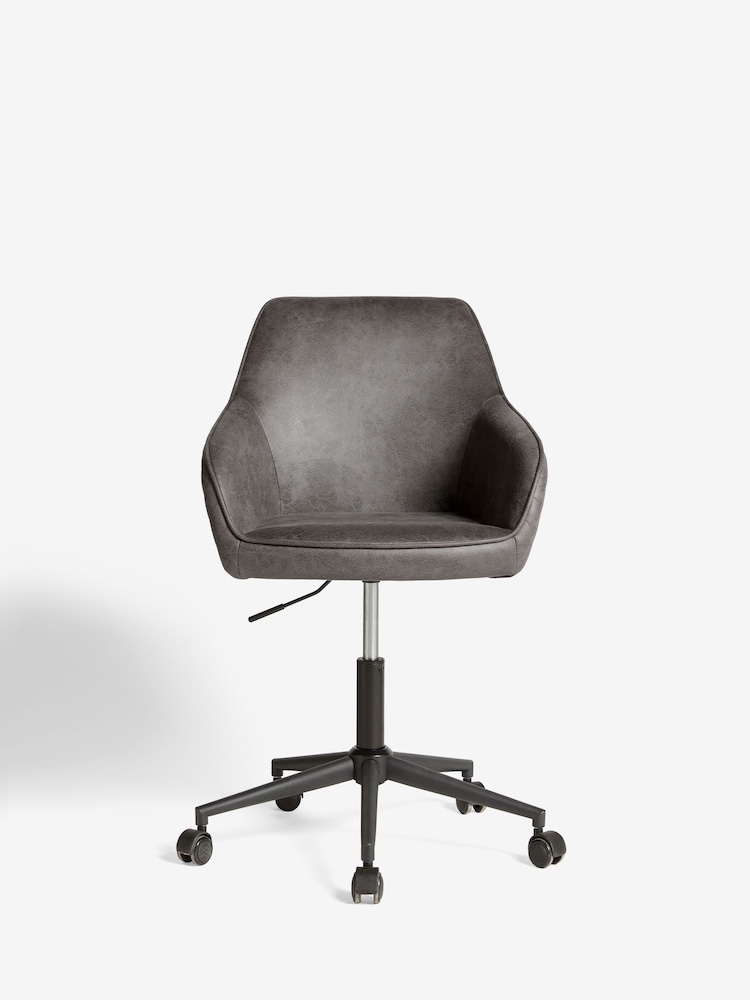 Monza Faux Leather Dark Grey Hamilton Black Leg Quilted Office Chair - Image 2 of 8