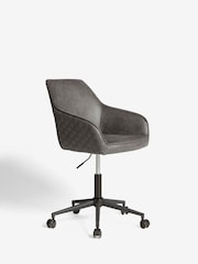 Monza Faux Leather Dark Grey Hamilton Black Leg Quilted Office Chair - Image 3 of 8