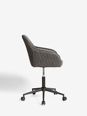 Monza Faux Leather Dark Grey Hamilton Black Leg Quilted Office Chair - Image 4 of 8