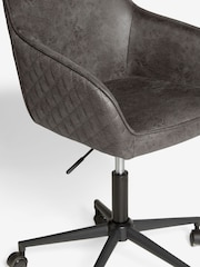 Monza Faux Leather Dark Grey Hamilton Black Leg Quilted Office Chair - Image 6 of 8
