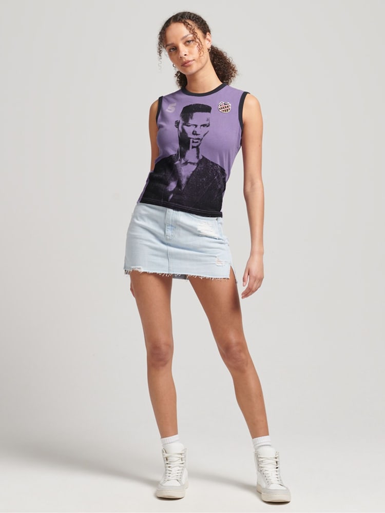 Superdry Purple 100% Cotton Ringspun Allstars GJ Vintage Re-Issue Vest Top - Image 2 of 4