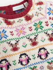 JoJo Maman Bébé Cream Christmas Fair Isle Knitted Dress - Image 2 of 2