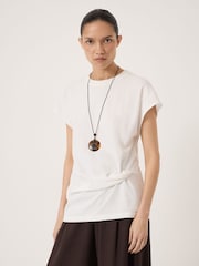 Hush White Amira Knot Detail Cotton T-Shirt - Image 3 of 5