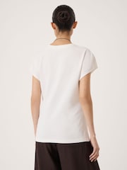 Hush White Amira Knot Detail Cotton T-Shirt - Image 4 of 5