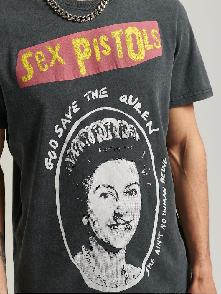 Superdry Black White Sex Pistols Limited Edition Band T-Shirt - Image 2 of 3