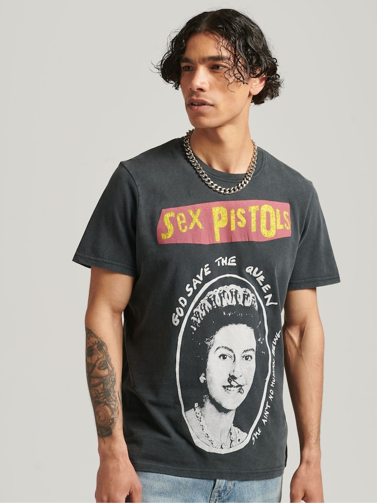 Superdry Black White Sex Pistols Limited Edition Band T-Shirt - Image 3 of 3