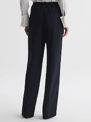 Reiss Navy Hailey Wide Petite Wide Leg Pull On Trousers - Image 5 of 7