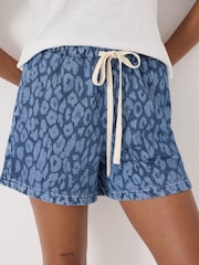 Hush Blue Betty Supersoft Leopard Denim Shorts - Image 4 of 5