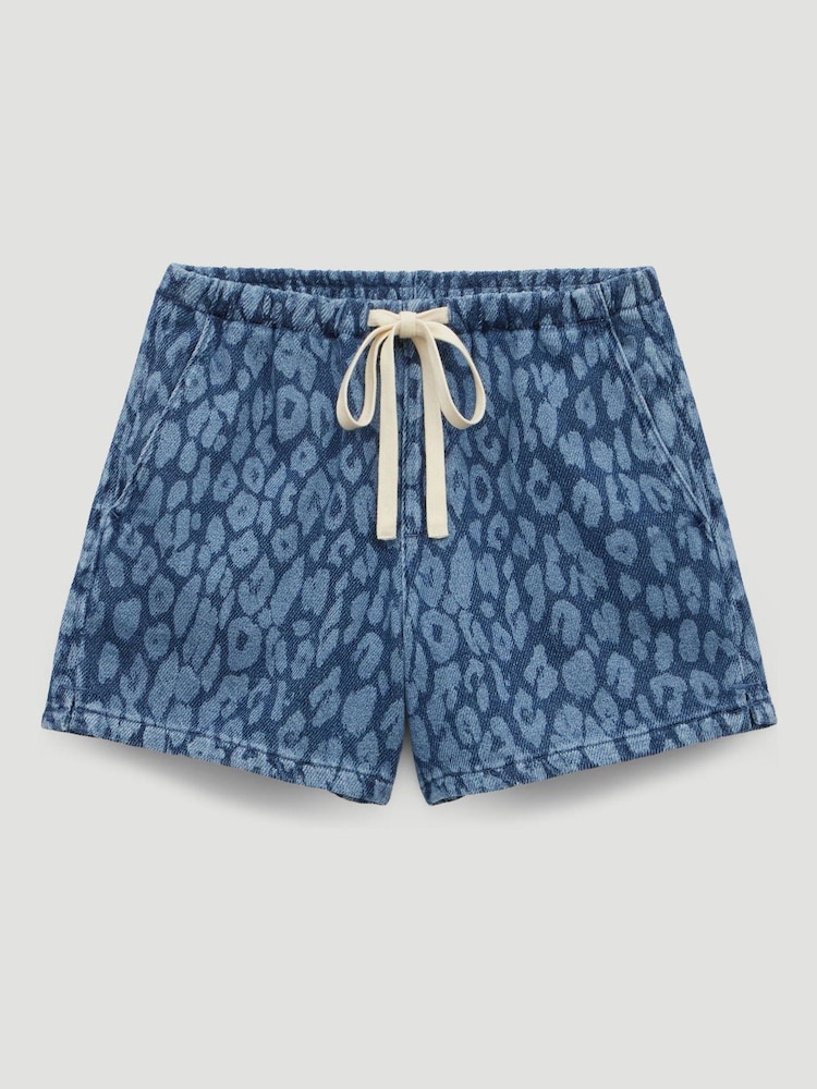 Hush Blue Betty Supersoft Leopard Denim Shorts - Image 5 of 5 Hush Blue Betty Supersoft Leopard Denim Shorts - Image 5 of 5