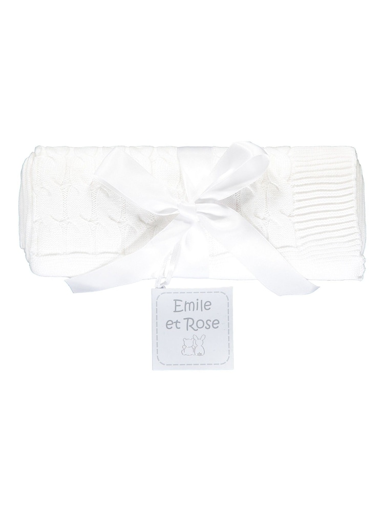 Emile Et Rose Cable Knit Baby 100% Cotton Blanket - Image 2 of 2