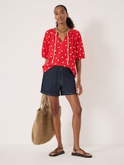 Hush Red Alaria Printed Balloon Sleeve Blouse - Image 2 of 5
