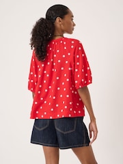 Hush Red Alaria Printed Balloon Sleeve Blouse - Image 3 of 5