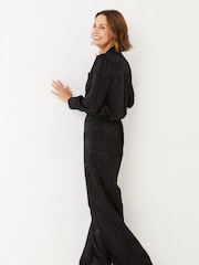 FatFace Jacquard Wide Leg Black Trousers - Image 2 of 5