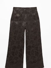 FatFace Jacquard Wide Leg Black Trousers - Image 5 of 5