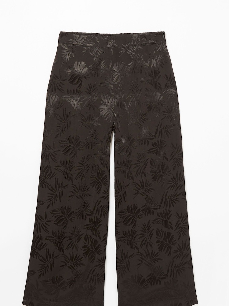 FatFace Jacquard Wide Leg Black Trousers - Image 5 of 5