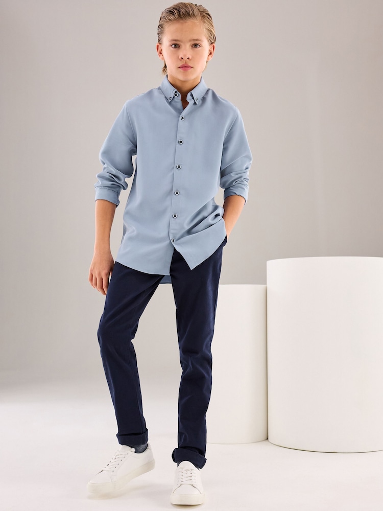 Blue Soft Touch Smart Long Sleeve Shirt (3-16yrs) - Image 2 of 8
