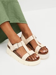 Bone White Forever Comfort® Leather T-Bar Flatform Sandals - Image 1 of 7