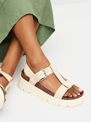 Bone White Forever Comfort® Leather T-Bar Flatform Sandals - Image 2 of 7